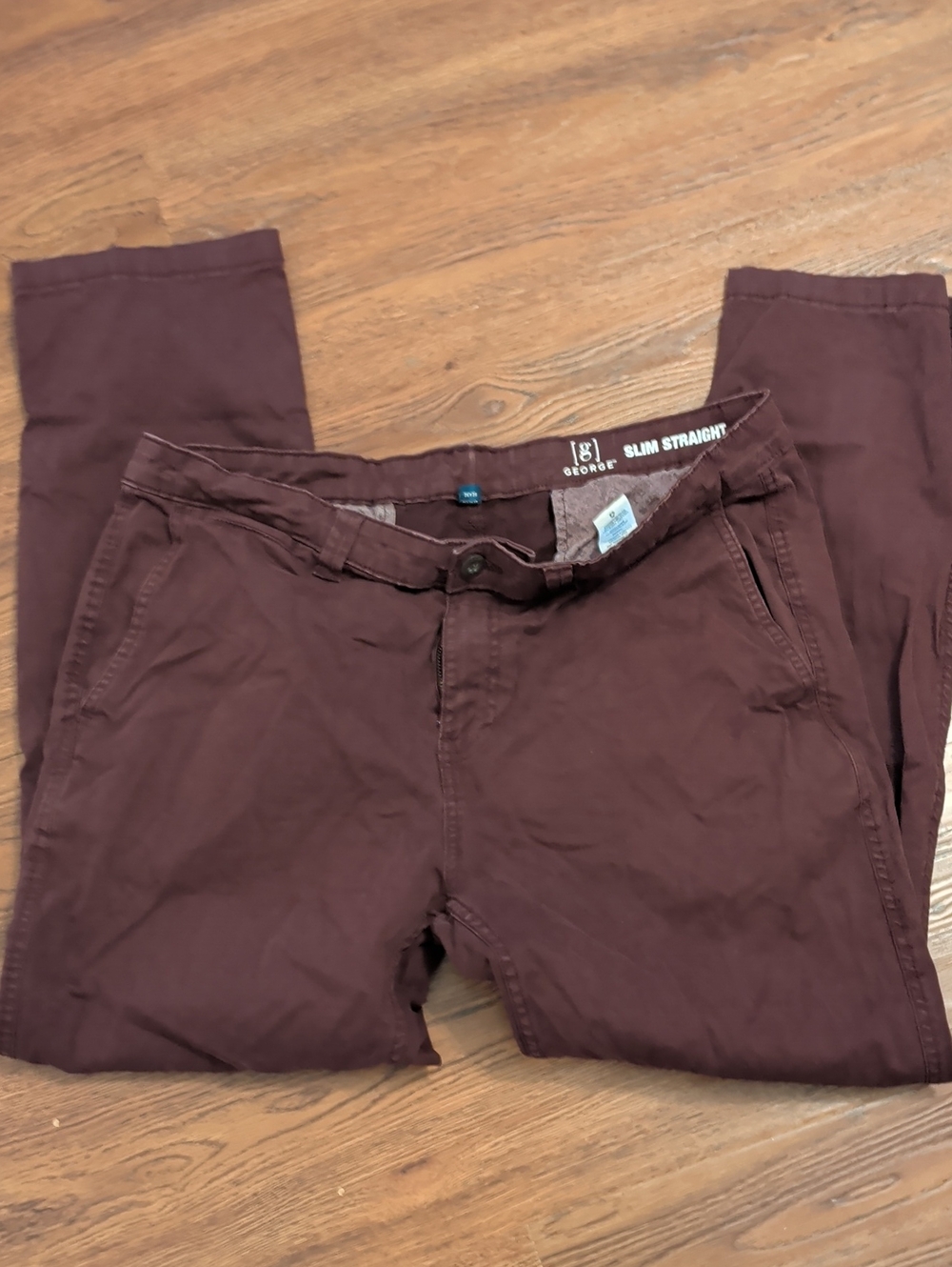 George Men’s Slim Straight Chinos - Burgundy Wine